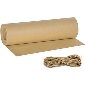 Noa Home Deco Rol kraftpapier 30 cm x 30 m bruin inpakpapier natuurlijk gerecycled papier met 20 m koord voor geschenkverpakkingen, knutselen, doe-het-zelf productie, decoratie enz.
