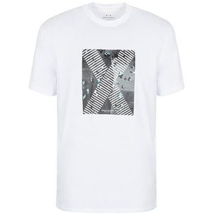 Armani Exchange Logo print Milan/Ny, ronde hals, regular fit T-shirt voor heren, Wit