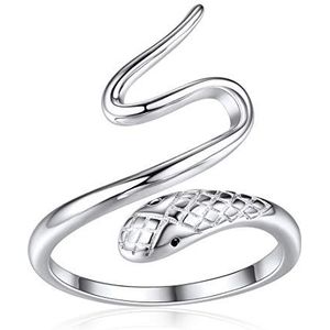 ChicSilver Damesring Meisje 925 Zilver Verstelbare Open Ringen Maat van 51,5 tot 66,5 Ring Trouwring Lotusbloem/Slang/Hart/Opal/Maansteen Elegant Sieraden Cadeau voor Mama Vrouwen