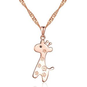 Yumilok hanger ketting 925 fijn zilver de afneembare schattige giraffe hanger voor dames meisjes als cadeau, Sterling Zilver, Zonder steen