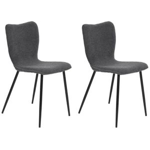 39F FURNITURE DREAM Set van 2 stoffen stoelen met lus in wol-effect voor keuken, eetkamer, woonkamer, grijs, 50,5 x 41,8 x 82 cm