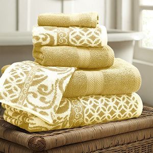 Amrapur Overseas | Set van 6 omkeerbare Filigraan jacquard servetten van filigraan (goud)