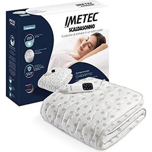 Imetec Adapto Matrastopper voor 2-zits, 150 x 120 cm, 6 temperaturen, stof van 100% katoen, snelle verwarming, constante temperatuur, personaliseerbaar, elektrische beddenverwarmer, L, dubbele