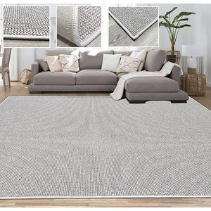 Tapijt voor woonkamer, groot, rustiek, zonder borstelharen, voor slaapkamer of keuken, beige