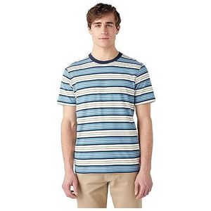 Wrangler Gestreept T-shirt voor heren, parel/blauw, 4XL, Parel/blauw