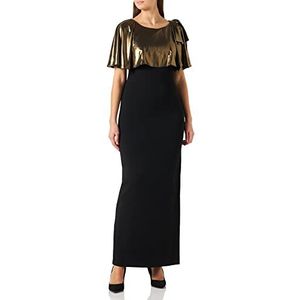Gina Bacconi Lange jurk van crêpe en chiffon, voor dames, cocktail, zwart/goud, 36, Zwart/Goud