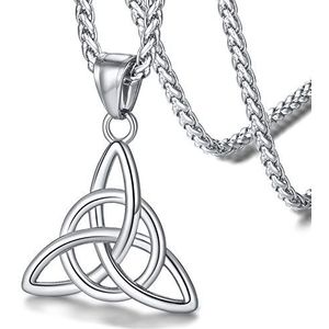 FaithHeart Gepersonaliseerde Ierse sieraden Keltische drie-eenheid knoop hanger ketting pentagram roestvrij staal / levensboom geluksbrenger spirituele geschenken voor mannen en vrouwen