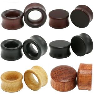 Decentraland Set van 3 paar bruine en zwarte houten oorstekers - Vintage houten ringen - 8 mm dikte, Hout
