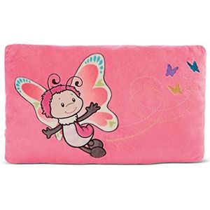 NICI Pluche vlinderkussen, knuffelig vlinderkussen voor meisjes, jongens en baby's, rechthoekige pluche kussens, 43 x 25 cm, roze, origineel cadeau voor meisjes, geboortegeschenken