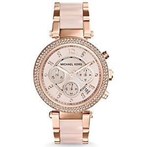 Michael Kors Dames chronograaf, kwarts, polshorloge, Rozengoud.