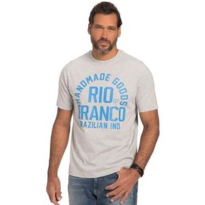 JP 1880 Rio Branco Print T-shirt met korte mouwen, jersey mix T-shirts voor heren, Grijze mix