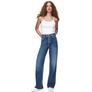 LTB Jeans Femme Danica L - Wide High Rise Basic 5 poches Dark Wash Bleu en coton - Taille W30L30, bleu, 30W / 30L