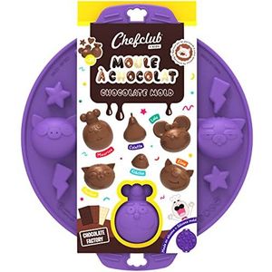 Chefclub - Chocoladevorm - Maak 21 chocolade - Voedselveilige siliconen met antiaanbaklaag - Kinderen - Snoep, IJsblokjes