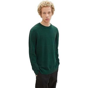 TOM TAILOR Denim Herentrui met katoenen structuur, 10778-Hunter Green, M, 10778-Jagersgroen