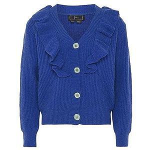faina Women's Femmes Bois épissé Bord Oreille Col V Mode Cardigan Acrylique Bleu ROI Taille XL/XXL Pull Sweater, bleu roi, XL