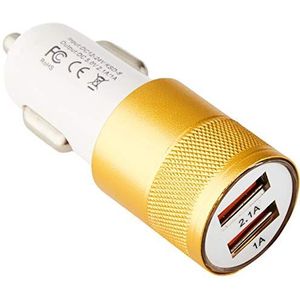 Shot Case USB-adapter voor sigarettenaansteker, voor Alcatel 1C 2019, 2 aansluitingen, autolader, goudkleurig