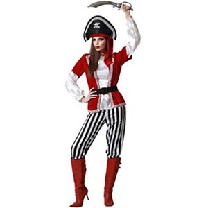 Atosa Piraat kostuum dames volwassenen gestreept XL