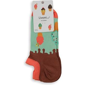 Livoni Ice Cream-Low Socks 35-38 sokken, meerkleurig, S uniseks, volwassenen, meerkleurig, maat S, Meerkleurig