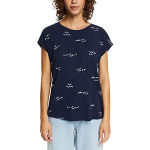 ESPRIT Bedrukt T-shirt van biologisch katoen, marineblauw, XS, Navy Blauw