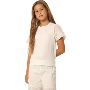 VERO MODA Vmemily Ss JRS Girl Noos Haut à col rond pour femme, Blanche-neige, 36-42