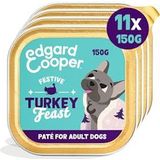 Edgard & Cooper Natvoer voor volwassen honden, graanvrij, natuurlijk voer, 150 g x 11 kommen, verse en feestelijke kalkoen, gezonde voeding, smakelijk