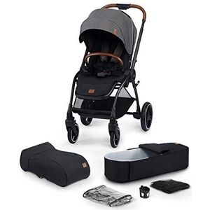 Kinderkraft lichtgewicht buggy 2-in-1 EVOLUTION COCOON, kinderwagen, inklapbaar, ligpositie, geveerde wielen, grijs