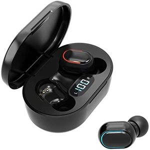 DKJUI Bluetooth-hoofdtelefoon, draadloze bluetooth-hoofdtelefoon met hifi-stereo, led-display, USB-C, Bluetooth in-ear hoofdtelefoon IP7 waterdicht, 25 uur