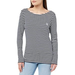 TOM TAILOR Dames shirt met lange mouwen 32077 navy Offwhite Stripe, 3XL, 32077 - marineblauw offwhite streep