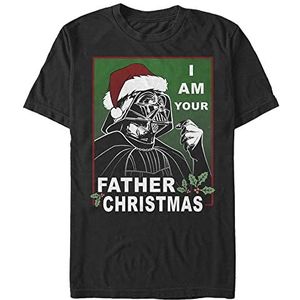 Star Wars Vader Father Christmas Organic T-shirt à manches courtes unisexe pour adulte, Noir, S