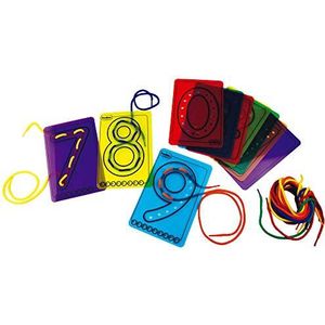 HenBea Kledingnummers om te spinnen, doorschijnende plastic kaartset met perforaties en filmkoorden, Trazo-figuren, 2 stuks met 10 kaarten en koorden (723T/740T)