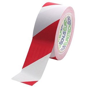BONUS Eurotech 1BL23.49.0050/033A # Vloermarkeringstape PVC, breedte 50 mm, lengte 33 m, lijm op rubberbasis, dikte 0,17 mm, wit/rood
