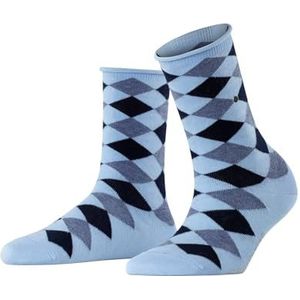 Burlington Sandy dames korte sokken ademend duurzaam biologisch katoen versterkte platte naad geen druk op de tenen fancy argyle patroon eenheidsmaat cadeau-idee 1 paar, Blauw (Light Blue 6541)