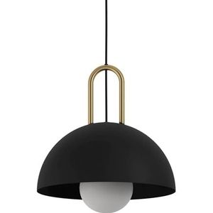 EGLO Calmanera 1 Moderne hanglamp van metaal, zwart, geborsteld messing, eettafellamp, woonkamerlamp, hanglamp met E27-fitting