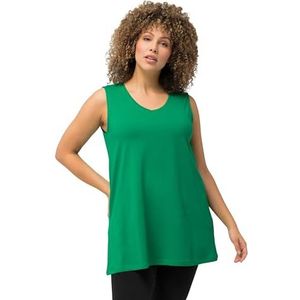 Ulla Popken Top, A-lijn, V-hals, mouwloos T-shirt voor dames, Emerald Groen