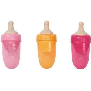 BABY Born 832509 Hoogwaardige accessoires voor poppen van 43 cm, verkrijgbaar in roze, rood of oranje, met 1 fles en 1 mondstuk, vanaf 3 jaar, 832509, Multi