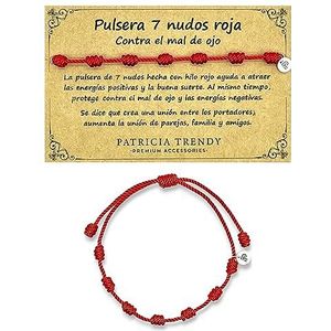 PATRICIA TRENDY - Originele armband met 7 knopen rood - Tegen het boze oog - Rode draad bescherming van negatieve energie - Amulet voor geluk - Welvaart familie vrienden koppels