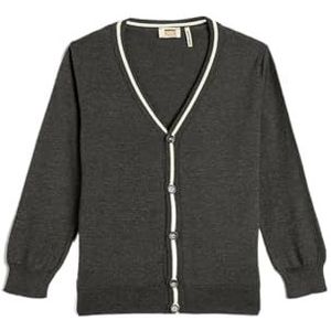 Koton Cardigan en tricot boutonné à col en V pour garçons, Gris (031), 5-6 ans