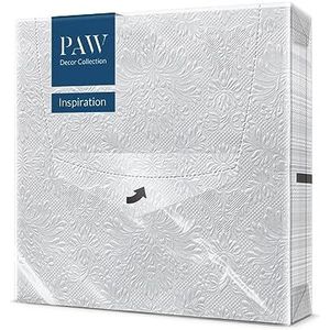 PAW - Papieren handdoek, 3-laags (33 x 33 cm), 20 stuks, ideaal voor verjaardagen, naamfeesten, tuinfeesten, familiefeesten, zilver (klassieke inspiratie)