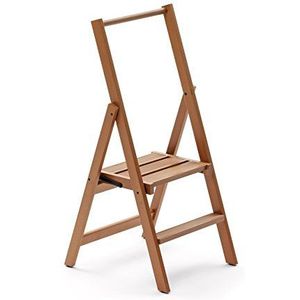 Arredamenti Italia Kimora ladder met 2 treden, opvouwbaar, massief beukenhout, kersenrood