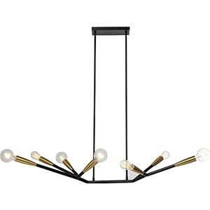 Kare Design hanglamp Monte Carlo Sette in hoogte verstelbaar van gepoedercoat staal met 6 koperen hulzen zwart 116x115x35cm