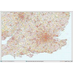 South East Engeland muurkaart, kunststof coating