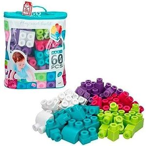 ColorBaby - Bouwstenen voor baby's 60 delen, maxi-bloktas, kleurrijke dobbelstenen, babyspeelgoed 1 jaar, bouwstenen om te stapelen, bouwstenen voor kinderen (49283)