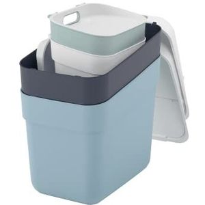 CURVER | Set van 4 plastic vuilnisbakken klaar om te verzamelen, geclassificeerd (wit, donkergrijs, groen, grijsblauw)
