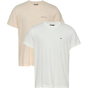 Tommy Jeans TJM Slim Lot de 2 t-shirts pour homme Multicolore Taille S, Multicolore (écru/avoine chiné Htr), S