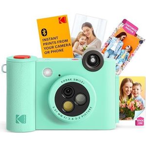KODAK Smile+ Instant draadloze camera met effectmodificerende lens, 2 x 7 inch zink fotoprint met zelfklevende achterkant, compatibel met iOS- en Android-apparaten -