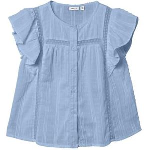 NAME IT Nkffatidia Ss Top Blouse met korte mouwen voor meisjes (1 stuk), Chambray Blue.