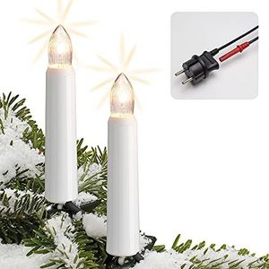 Hellum Kerstboomlichtketting met clip, 30 lampen, lengte 2900 cm, groene kabel, witte staaf, voor buiten, met stekker, 843019