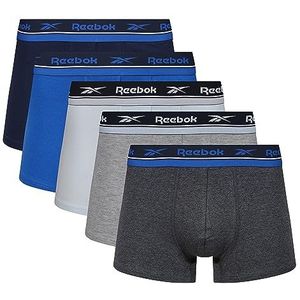 Reebok Reebok boxershorts voor heren in antraciet/blauw/grijs met nylon band en vochtregulerend, 5 stuks boxershorts voor heren, Kolen/marineblauw/blauw/vector/grijs