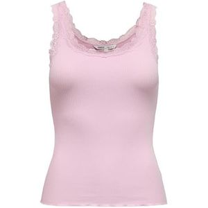 ONLY Onlsara Sharai Lace Tank Top Jrs Noos Basic mouwloze tanktop met U-hals en kanten details voor dames (1 stuk), Pink Lady, XL