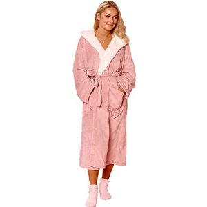 Sienna Hooded Badjassen voor Vrouwen UK Super Zachte Flanel Fleece Sherpa Gevoerd Pluizig Heren Luxe Comfortabele Cosy Badjas - Blush Pink